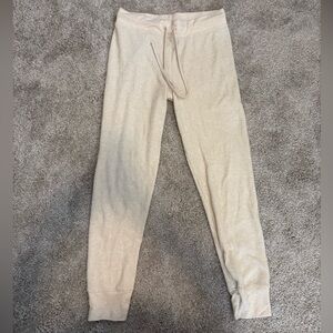 Cream Ribbed Jogger Pants